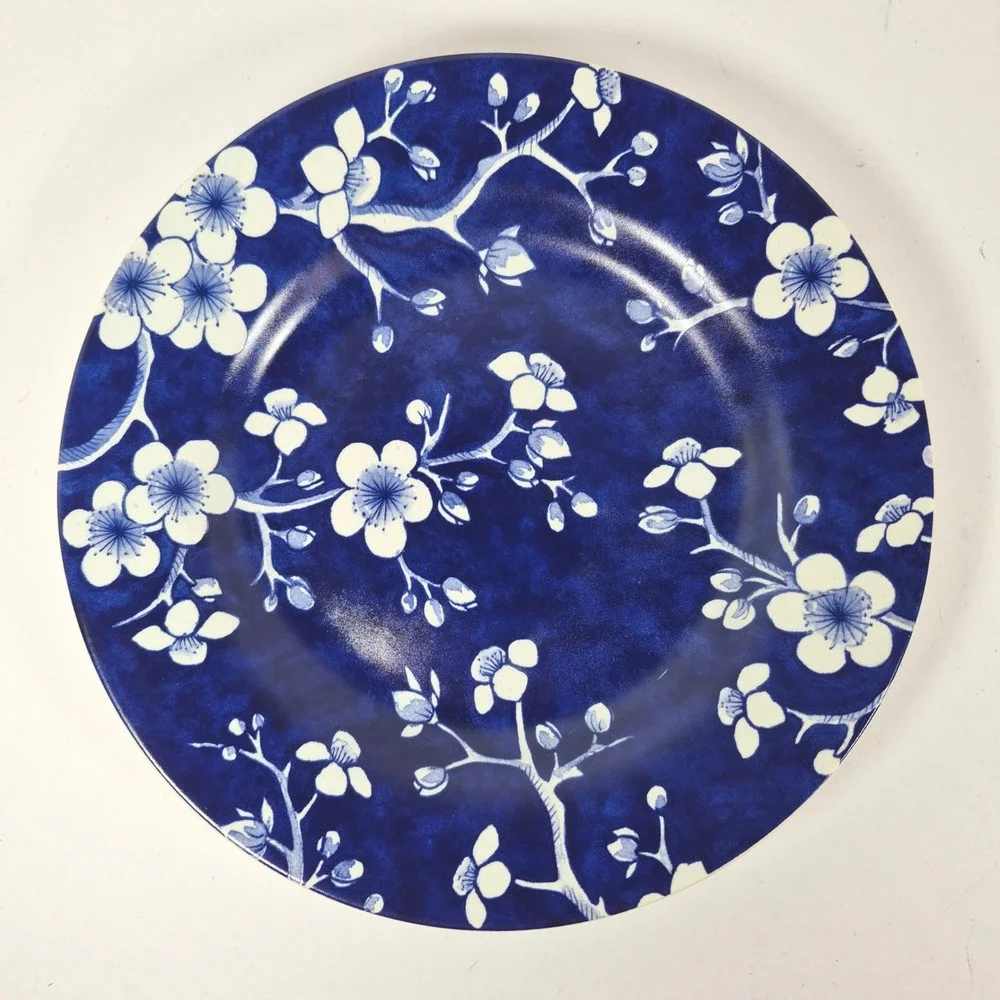 Williams Sonoma French Blossom Salad Plates Set of 2 Cobalt Blue New